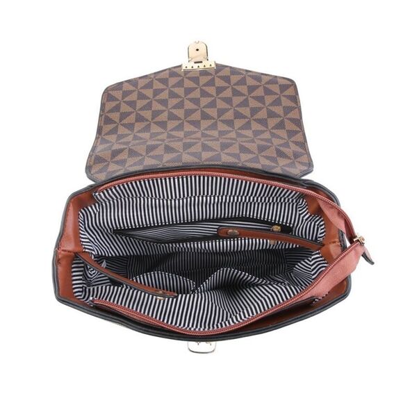 2N1 Poppy Faux Leather Flap Backpack/Crossbody/Shoulder Handbag with Wallet Set - Picture 6 of 8